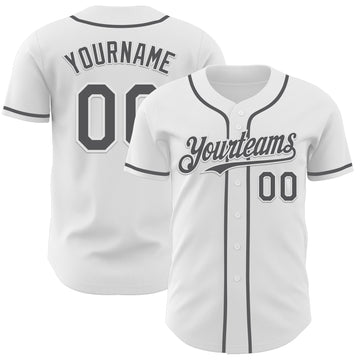 Custom White Steel Gray Authentic Baseball Jersey