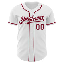 Load image into Gallery viewer, Custom White Crimson Authentic Baseball Jersey
