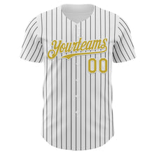 Загрузить изображение в средство просмотра галереи, Custom White Black Pinstripe Old Gold Authentic Baseball Jersey
