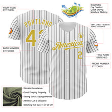 Загрузить изображение в средство просмотра галереи, Custom White Black Pinstripe Old Gold Authentic Baseball Jersey

