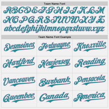 Laden Sie das Bild in den Galerie-Viewer, Custom White Teal Pinstripe Light Pink Authentic Baseball Jersey
