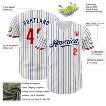 Загрузить изображение в средство просмотра галереи, Custom White Navy Pinstripe Red Authentic Baseball Jersey
