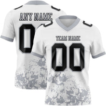Load image into Gallery viewer, Custom White Black-Gray 3D Pattern Splash Authentic Football Jersey

