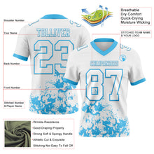 Load image into Gallery viewer, Custom White Sky Blue 3D Pattern Splash Authentic Football Jersey
