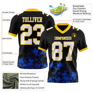 Custom White Thunder Blue-Black Splash Mesh Authentic Football Jersey