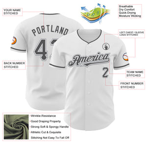 Custom White Steel Gray-Gray Authentic Baseball Jersey