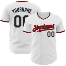 Load image into Gallery viewer, Custom White Black Gray-Red Authentic Baseball Jersey
