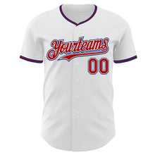Load image into Gallery viewer, Custom White Red-Royal Authentic Baseball Jersey
