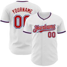 Load image into Gallery viewer, Custom White Red-Royal Authentic Baseball Jersey
