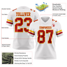 Load image into Gallery viewer, Custom White Red-Gold Authentic Football Jersey
