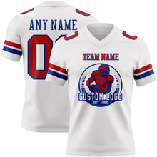 Load image into Gallery viewer, Custom White Red-Royal Authentic Football Jersey

