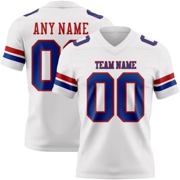 Custom White Royal-Red Mesh Authentic Football Jersey