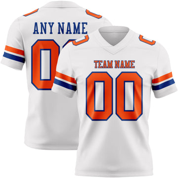 Custom White Orange-Royal Mesh Authentic Football Jersey