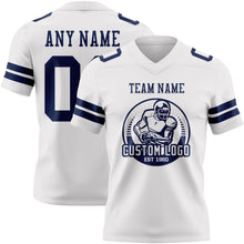 Charger l&#39;image dans la galerie, Custom White Navy Mesh Authentic Football Jersey
