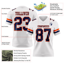 Charger l&#39;image dans la galerie, Custom White Navy-Orange Mesh Authentic Football Jersey
