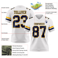 Charger l&#39;image dans la galerie, Custom White Navy-Gold Mesh Authentic Football Jersey
