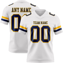 Charger l&#39;image dans la galerie, Custom White Navy-Gold Mesh Authentic Football Jersey
