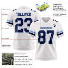 Load image into Gallery viewer, Custom White Navy-Light Blue Authentic Football Jersey
