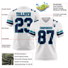 Charger l&#39;image dans la galerie, Custom White Navy-Teal Mesh Authentic Football Jersey
