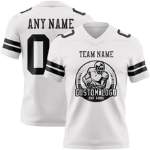 Load image into Gallery viewer, Custom White Black Authentic Football Jersey
