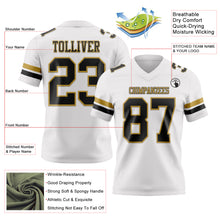 Load image into Gallery viewer, Custom White Black-Old Gold Authentic Football Jersey
