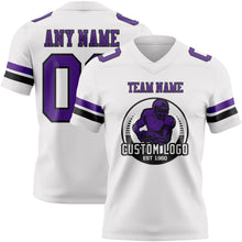 Load image into Gallery viewer, Custom White Purple-Black Authentic Football Jersey
