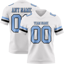 Загрузить изображение в средство просмотра галереи, Custom White Light Blue-Black Authentic Football Jersey
