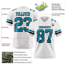 Load image into Gallery viewer, Custom White Teal-Black Authentic Football Jersey
