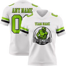 Load image into Gallery viewer, Custom White Neon Green-Black Authentic Football Jersey
