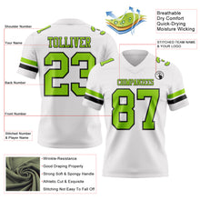 Load image into Gallery viewer, Custom White Neon Green-Black Authentic Football Jersey
