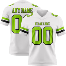 Load image into Gallery viewer, Custom White Neon Green-Black Authentic Football Jersey
