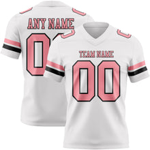 Load image into Gallery viewer, Custom White Medium Pink-Black Authentic Football Jersey
