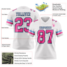 Load image into Gallery viewer, Custom White Pink Black-Light Blue Mesh Authentic Football Jersey
