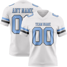 Загрузить изображение в средство просмотра галереи, Custom White Light Blue-Steel Gray Authentic Football Jersey
