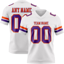 Load image into Gallery viewer, Custom White Purple-Orange Authentic Football Jersey
