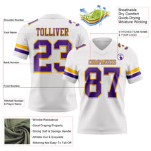 Load image into Gallery viewer, Custom White Purple-Gold Authentic Football Jersey
