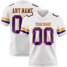 Load image into Gallery viewer, Custom White Purple-Gold Authentic Football Jersey
