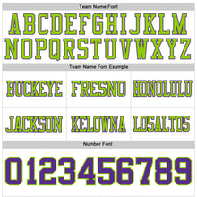 Load image into Gallery viewer, Custom White Purple-Neon Green Authentic Football Jersey
