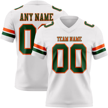 Custom White Green-Orange Mesh Authentic Football Jersey