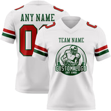Load image into Gallery viewer, Custom White Red-Green Authentic Football Jersey
