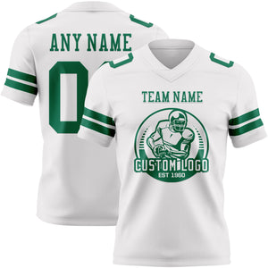 Custom White Kelly Green Authentic Football Jersey