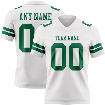 Custom White Kelly Green Mesh Authentic Football Jersey