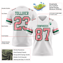 Load image into Gallery viewer, Custom White Medium Pink-Kelly Green Authentic Football Jersey
