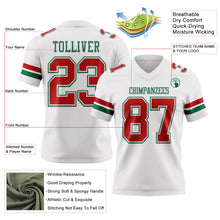 Load image into Gallery viewer, Custom White Red-Kelly Green Mesh Authentic Football Jersey
