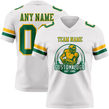 Load image into Gallery viewer, Custom White Kelly Green-Gold Authentic Football Jersey
