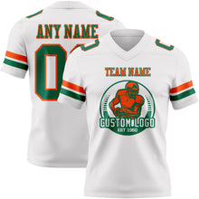 Load image into Gallery viewer, Custom White Kelly Green-Orange Authentic Football Jersey
