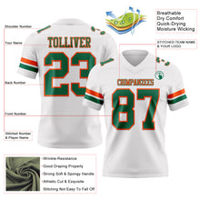 Load image into Gallery viewer, Custom White Kelly Green-Orange Authentic Football Jersey
