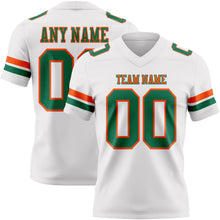 Load image into Gallery viewer, Custom White Kelly Green-Orange Authentic Football Jersey
