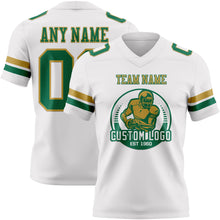 Load image into Gallery viewer, Custom White Kelly Green-Old Gold Authentic Football Jersey

