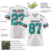 Load image into Gallery viewer, Custom White Aqua-Crimson Authentic Football Jersey
